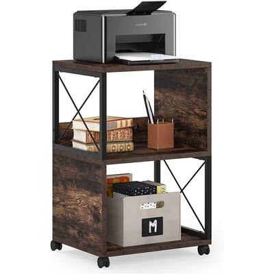 3-Tier Mobile Printer Stand, Industrial Printer Shelf Rolling Printer Cart
