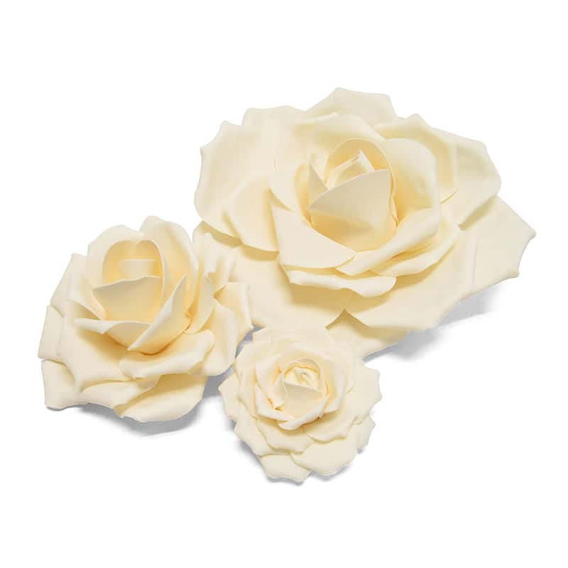Set of 3 Large Foam Rose Flower Wall Decor Backdrop Art Crafts