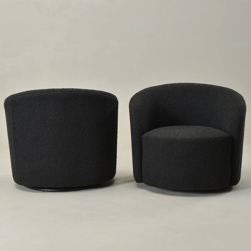 KINWELL 34" Wide Upholstered Swivel Accent Barrel Chair (Set of 2)