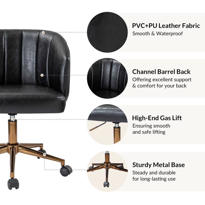 Gia Mid-century Modern Vegan Leather Ergonomic Office Chair by HULALA HOME