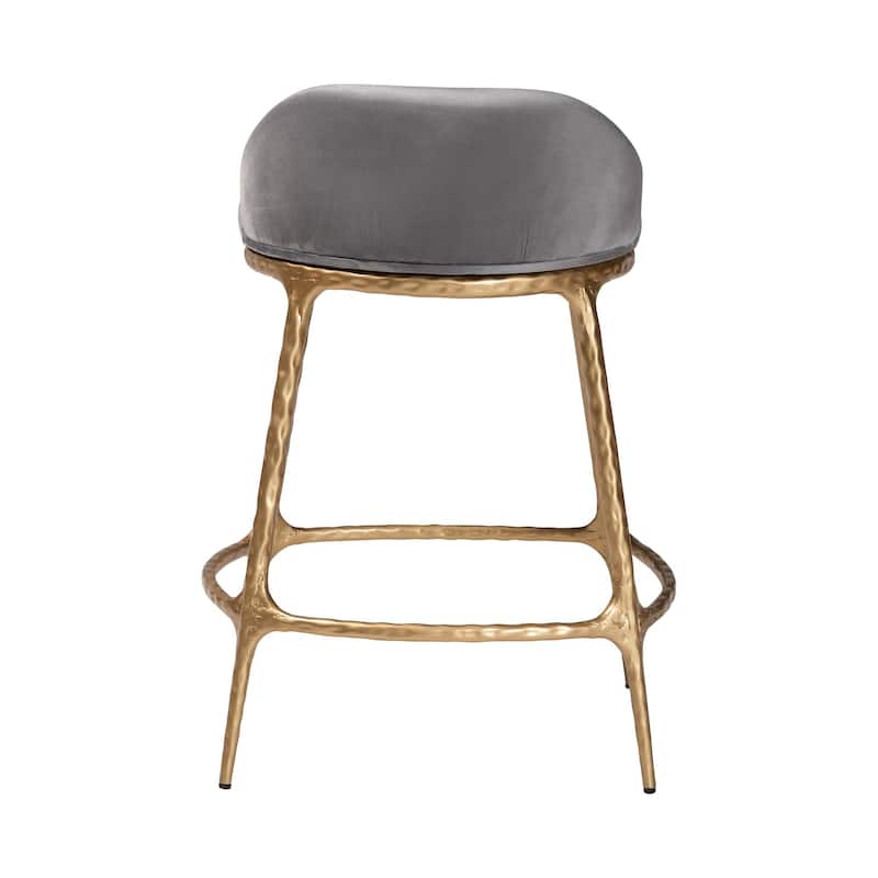 Aarush Counter Stool - Modern Rustic Seating with Hand-Forged Metal Frame and Low Back for Kitchen Island or Lounge
