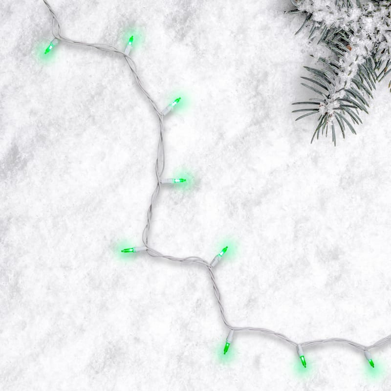 50 LED Mini Christmas Lights - 16.25 ft White Wire - 16.25'