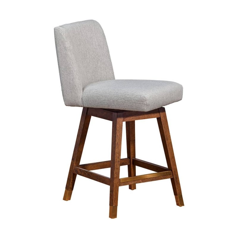 Full Back Swivel Counter Height Bar Stool with Armrest and Foam Cushion Seat Wood Frame for Kitchen
