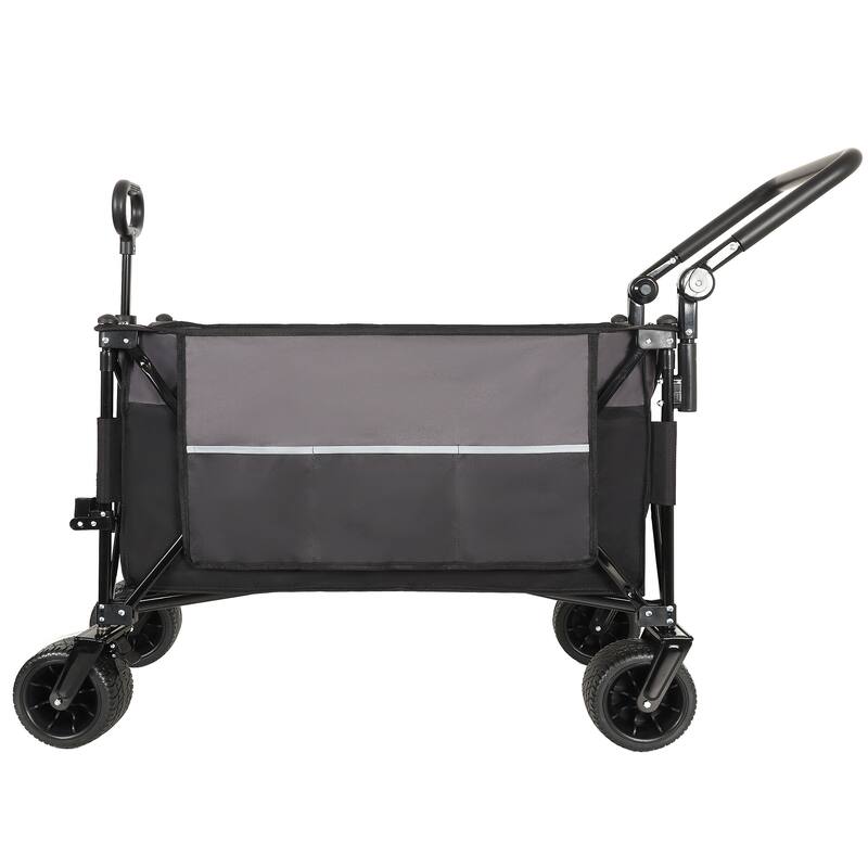 Push-Pull Folding Wagon Cart w/ Rotating Handle,360°All-Terrain Wheels