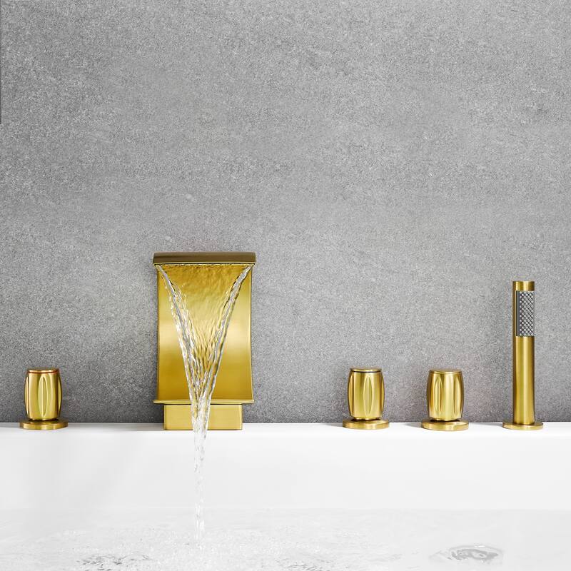 Altair Recea Triple Handle Deck-Mount Roman Tub Faucet with Diverter and Handshower