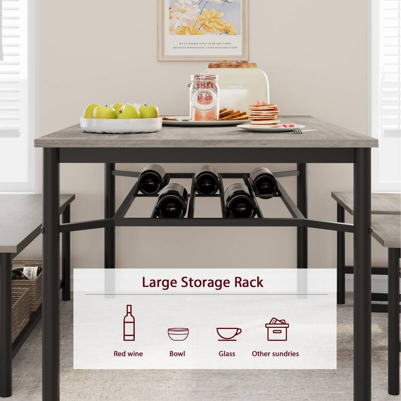 Dining Table and 2 Chairs with Storage Bench