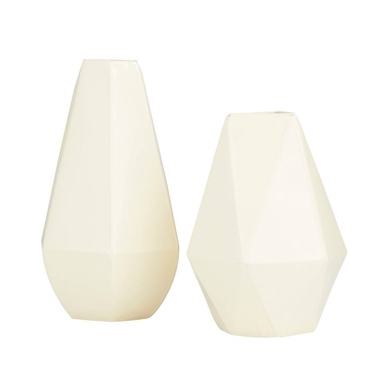 CosmoLiving by Cosmopolitan Metal Geometric Vase (Set of 2) - Blue, Cream, Yellow or White
