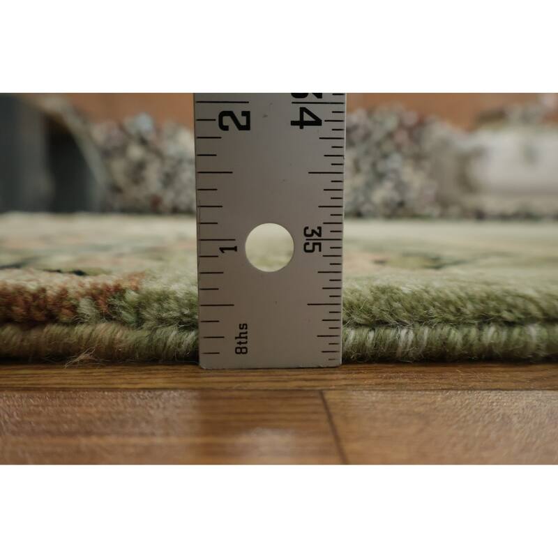 Hand Knotted Oriental 100% Wool Carpet Modern Geometric Green Nepalese Area Rug - 9' 0'' X 6' 0''