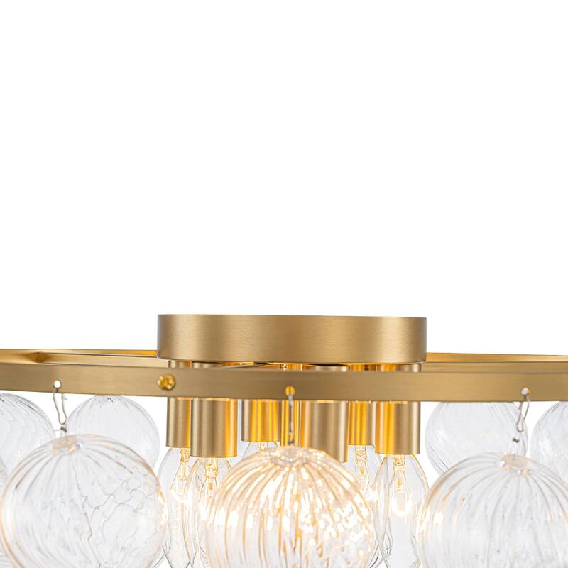 Glam 6-Light Twisted Glass Globe String Flush Mount - 19.7in