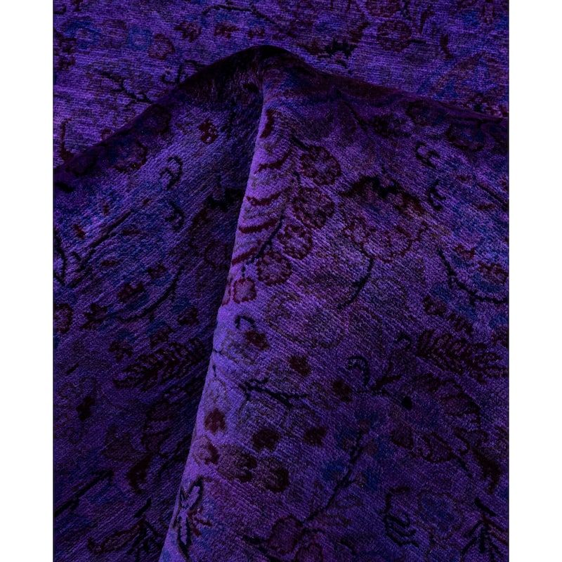 Overdyed One-of-a-Kind Hand-Knotted Area Rug - Purple - 8' 7" x 8' 9"