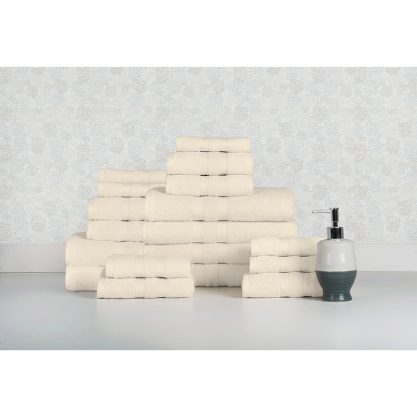 Bibb Home 18 Piece Egyptian Cotton Towel Set - Solid Ivory