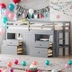 preview thumbnail 2 of 12, Twin Size Elegant Loft Bed With 4 Drawers,Underneath Cabinet and Shelves,Sturdy Frame