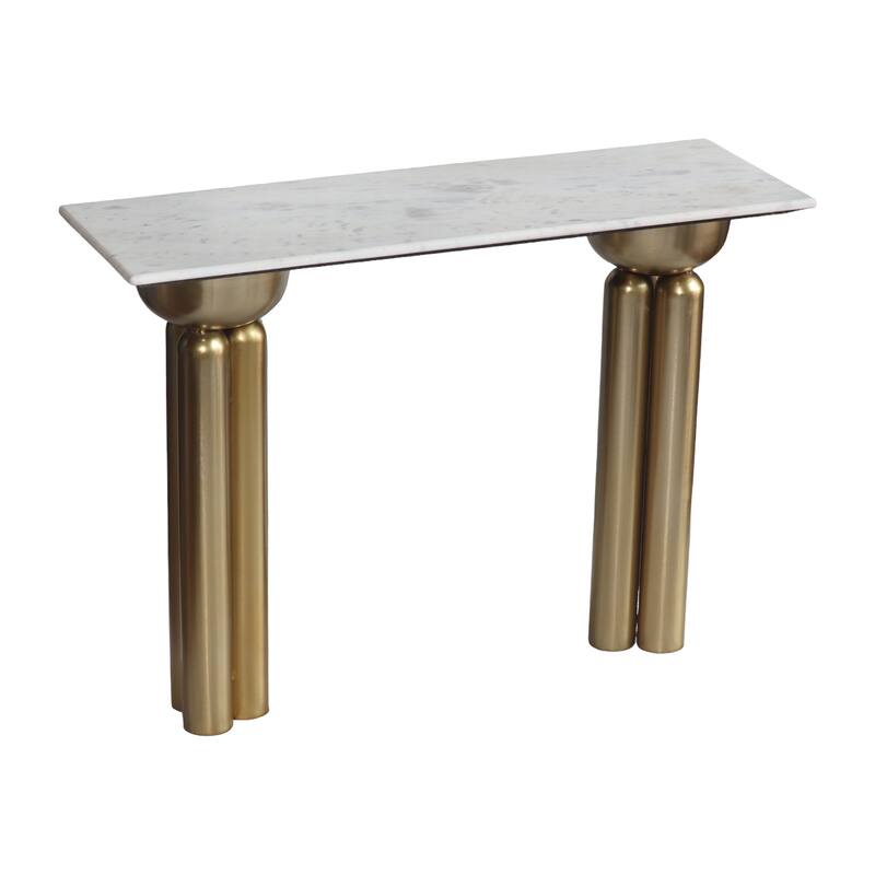 Sagebrook Home Metal Console with Marble Top - Elegant Storage Solution - 42" x 14" x 31"