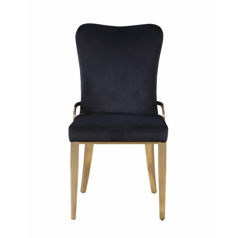 Somette Ridley Black Side Chair with Golden Legs, Set of 2