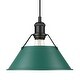 preview thumbnail 1 of 1, Yep by Golden Lighting Orwell 1-light 10in Pendant in Matte Black and Pine Green shade - Medium Pendant - 10"