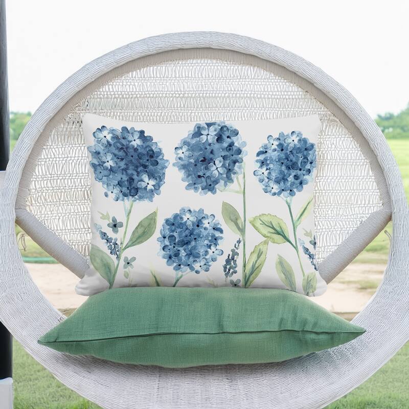 Magnolia Casual Outdoor Pillow Four Hydrangeas 19x24