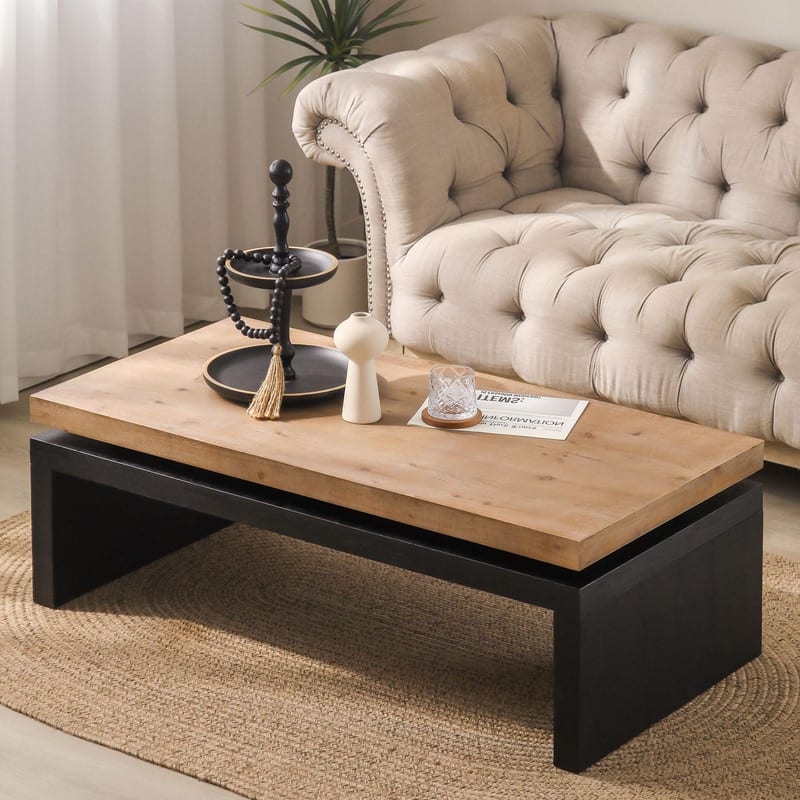 Modern 47.6"W Wood Coffee Table with Sleek Floating Top Design for Stylish Living Room Decor