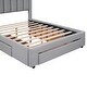preview thumbnail 22 of 31, Minimalist Design Full Size Upholstered Wooden Platform Bed with Headboard,3 Storage Drawers in Footboard