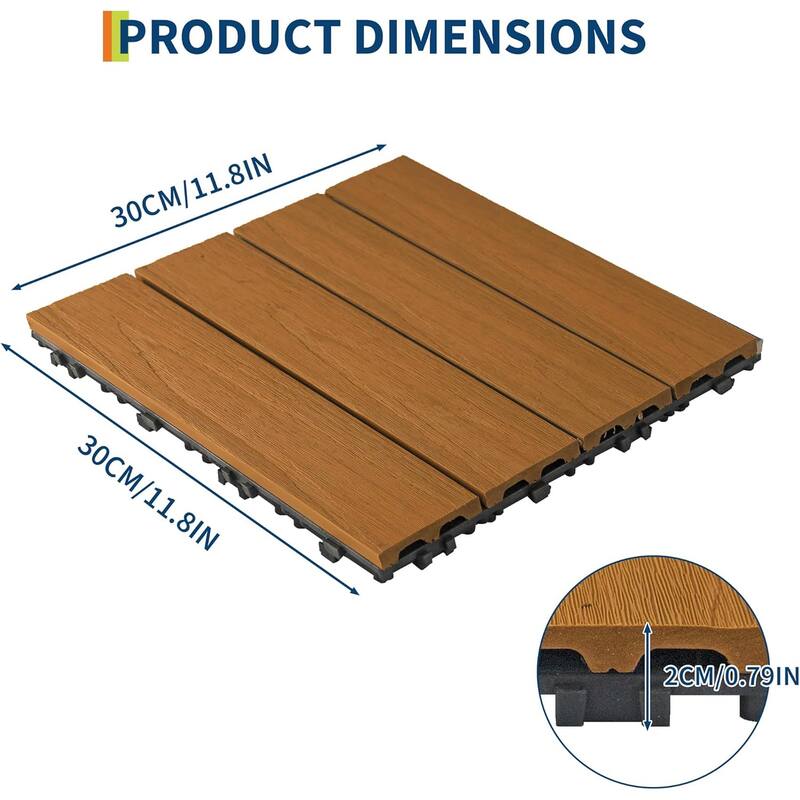 Interlinked-Style Composite Deck Tiles 12"x12"