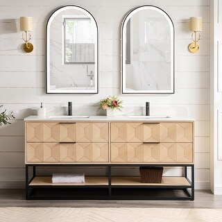 Milagro Bath Vanity with White Quartz Stone Top without Mirror