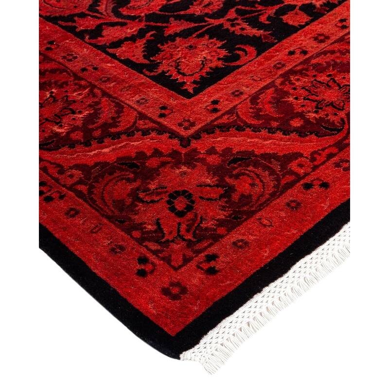 Overton Hand Knotted Wool Vintage Inspired Modern Contemporary Overdyed Orange Area Rug - 6' 4" x 9' 6"
