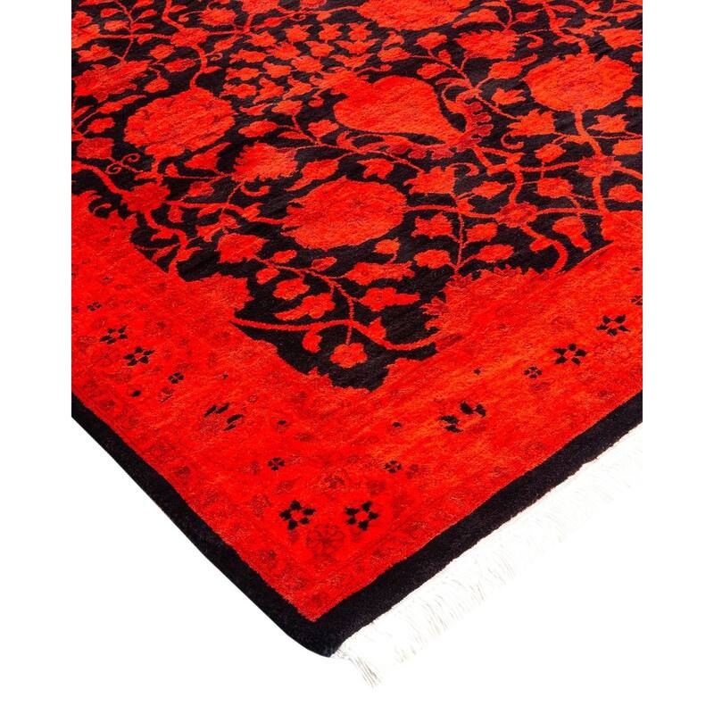 Overton Hand Knotted Wool Vintage Inspired Modern Contemporary Overdyed Orange Area Rug - 3' 2" x 5' 4"