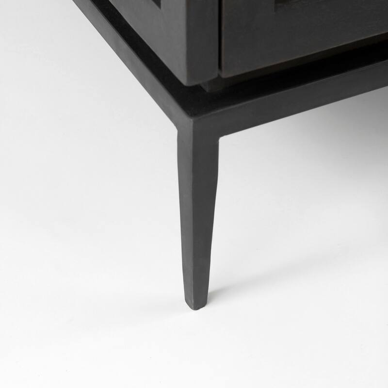 Divina Dark Brown Solid Wood With White Marble Top Side Table