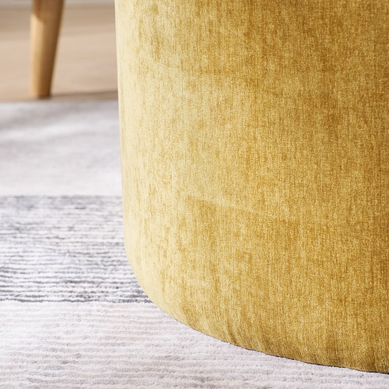 2-Piece Set Round Chenille Storage Ottoman, Equipped with a Drum Shaped Small Stool,Storage Space