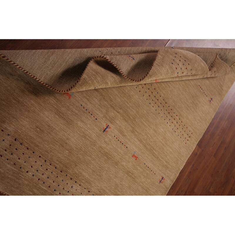 Tribal Gabbeh Oriental Area Rug Hand-Knotted Brown Wool Carpet - 4'10"x 6'5"