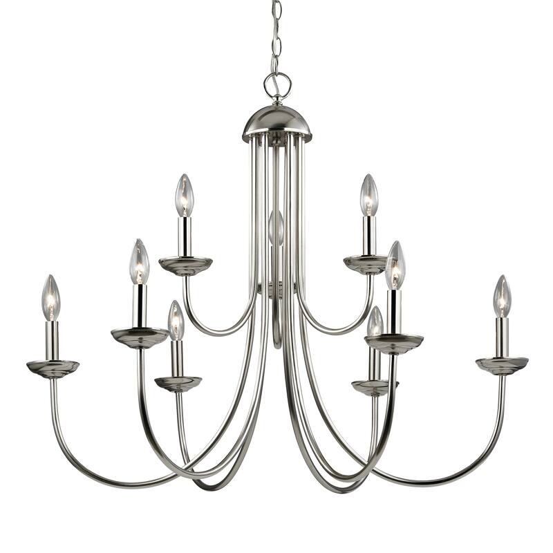Montgomery 34-inch Wide 9-Light Chandelier in Brushed Nickel - 34in W x 34in D x 29in H - Brushed Nickel
