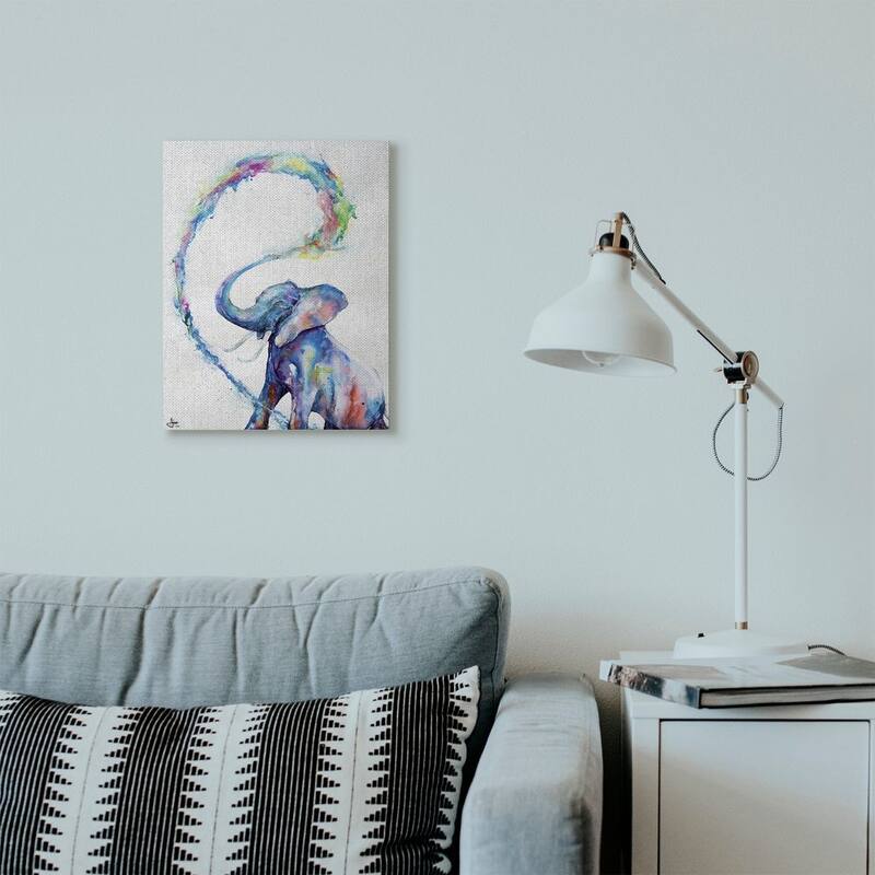 Stupell Colorful Large Abstract Elephant Animal Watercolor Painting Canvas Wall Art, Proudly Made in USA