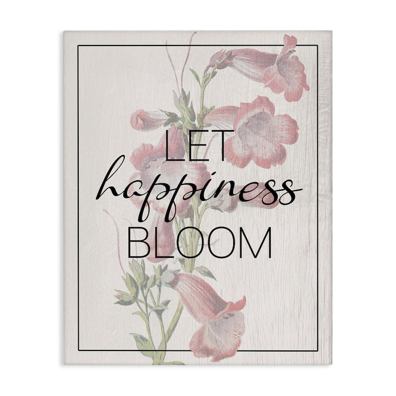 Stupell Vintage Let Happiness Bloom Canvas Wall Art Design By Lil' Rue - 36 x 48