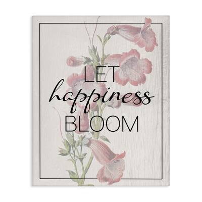 Stupell Vintage Let Happiness Bloom Canvas Wall Art Design By Lil' Rue