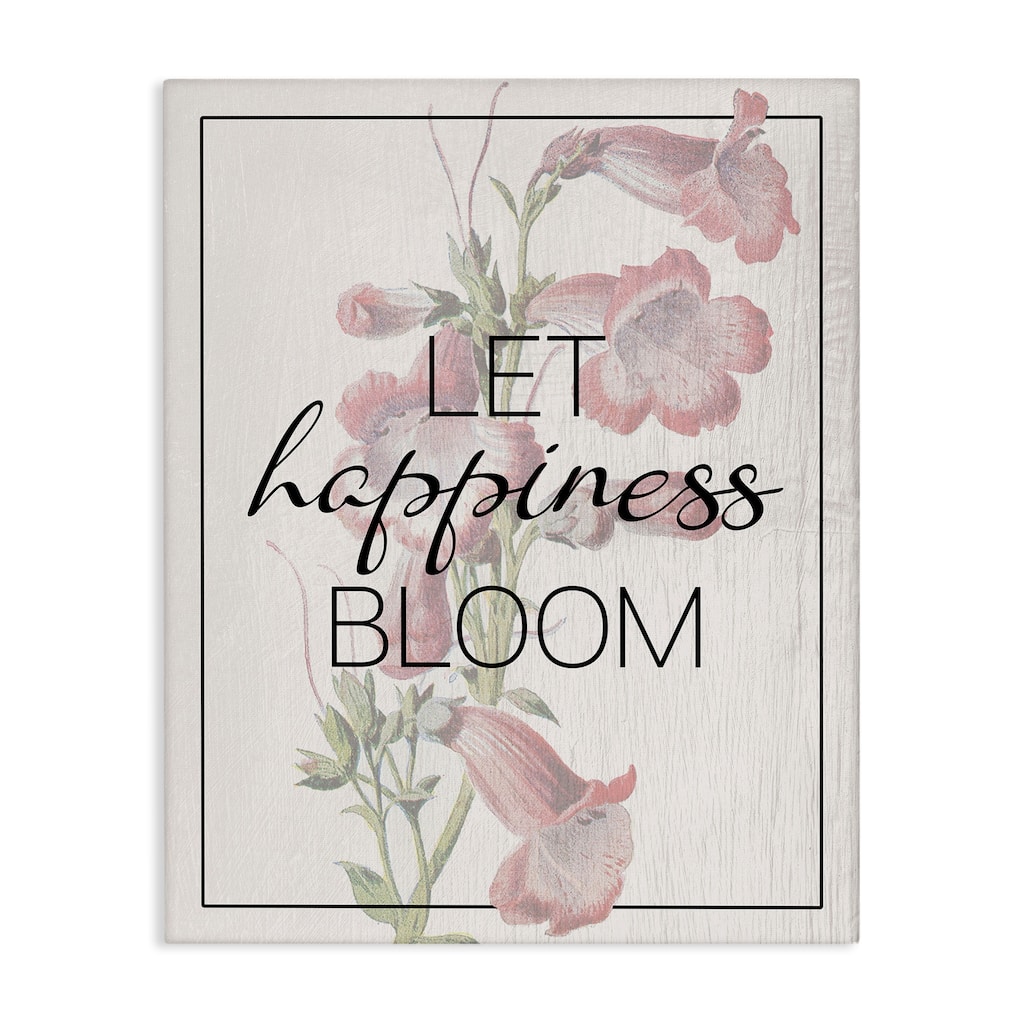 Stupell Vintage Let Happiness Bloom Canvas Wall Art Design By Lil' Rue