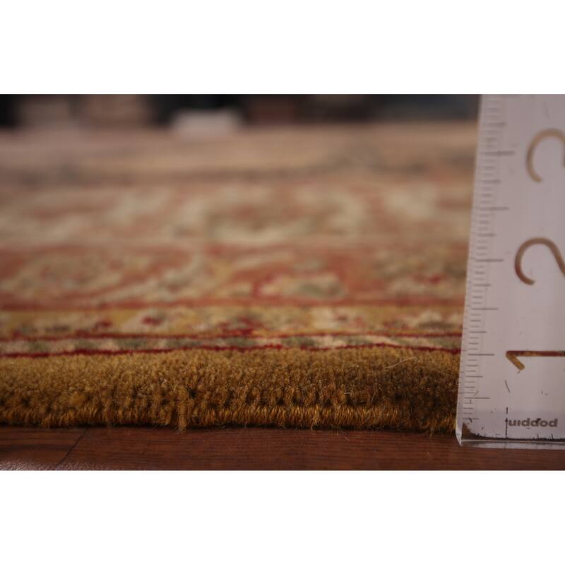 Black Floral Agra Oriental Area Rug Hand-Knotted Wool Carpet - 9'4" X 12'8"