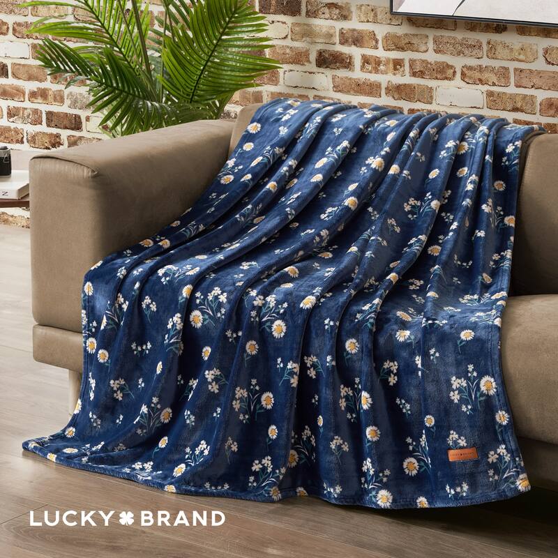 Lucky Brand Daisy Plush Throw Blanket