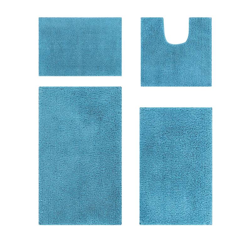 Better Trends Bath Rug Set 100% Micro Polyester Tufted Anti-Skid Latex Backing Bathroom Rugs for Shower, Sink Mats Micro Plush