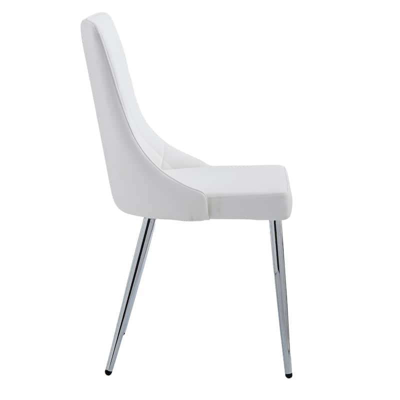 Contemporary Faux Leather and Metal Dining Chair, Set of 4