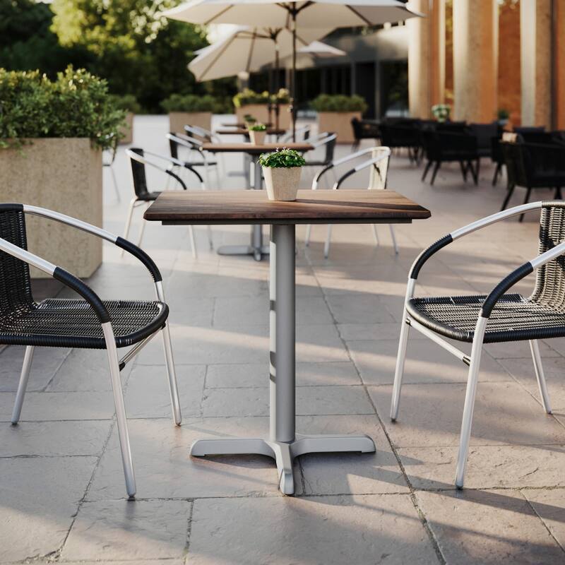 Commercial All-Weather HPL Tabletop with Crisscross Base - 29.75"W x 23.75"D x 31.25"H