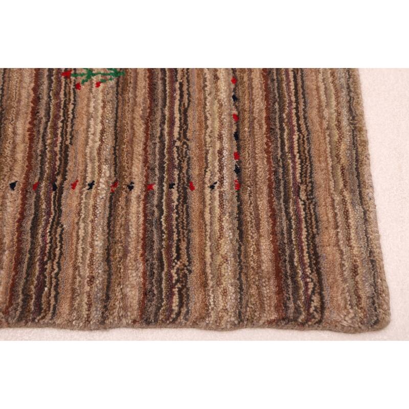 ECARPETGALLERY Hand Loomed Kashkuli Gabbeh Taupe Wool Rug - 4'11 x 7'10