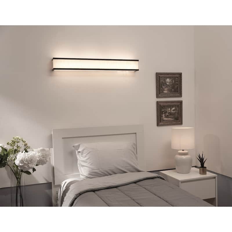 Randolph 38" LED Overbed Wall Light - 38"L x 4"Ext x 4"W x 4.88"H - 38"L x 4"Ext x 4"W x 4.88"H - Jute Shade/Oil-Rubbed Bronze