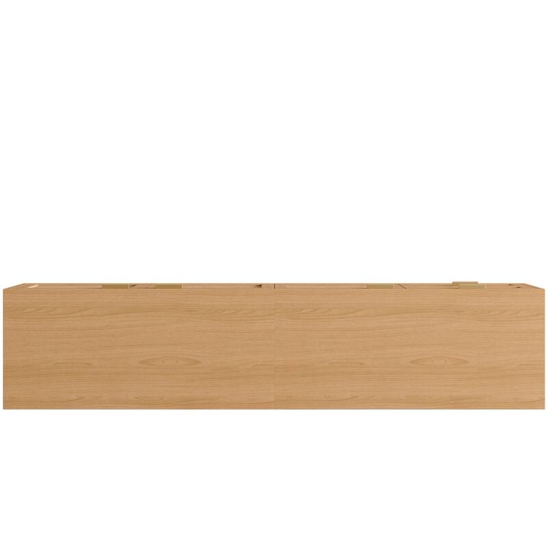 Roomfitters 70 Inch Rattan TV Stand for TVs up to 80 Inch, Modern Media Console with 2 Drawers & Cable Management, Natural