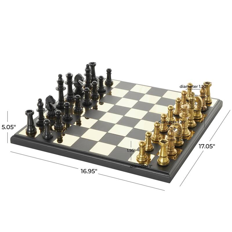 Aluminum Metal Chess Game Set - Gold or Black - Roche River Decor