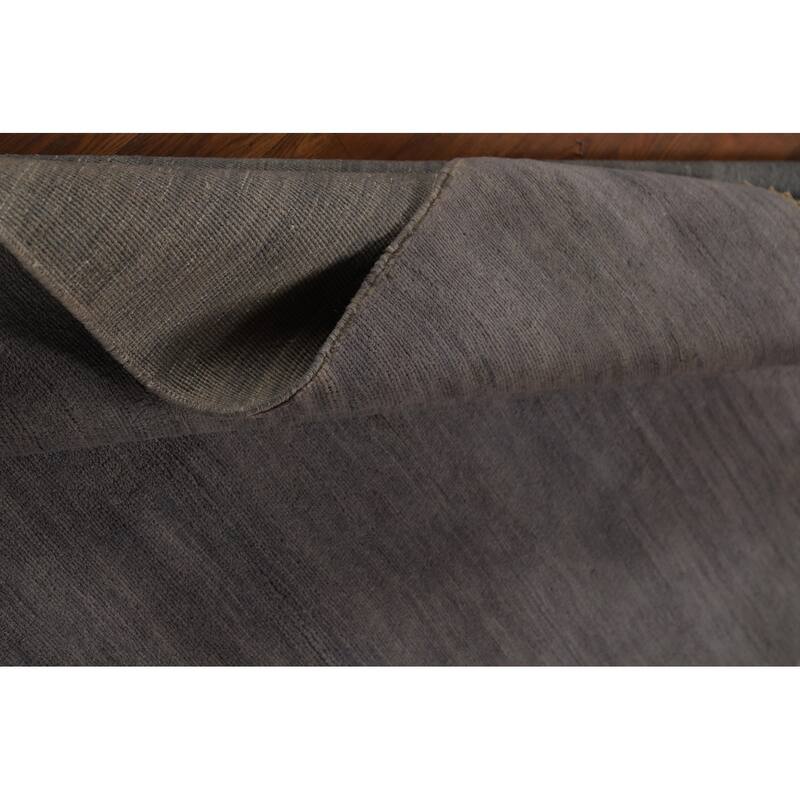 Modern Gray Gabbeh Oriental Area Rug Hand-Knotted Solid Wool Carpet - 5'1" x 6'5"