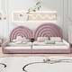 preview thumbnail 10 of 9, Separable Twin and Full Velvet Bed Set with Semicircular Headboard, Pink