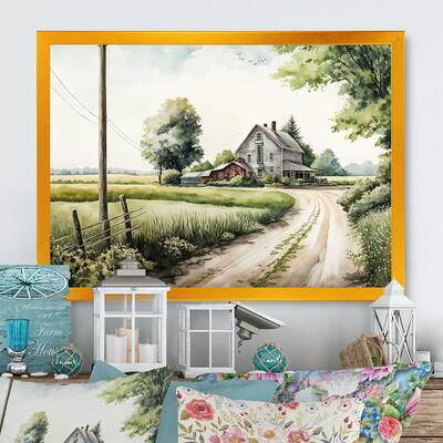 Designart "Beautiful Barn In Spring V" Farmhouse / Country Framed Art Print
