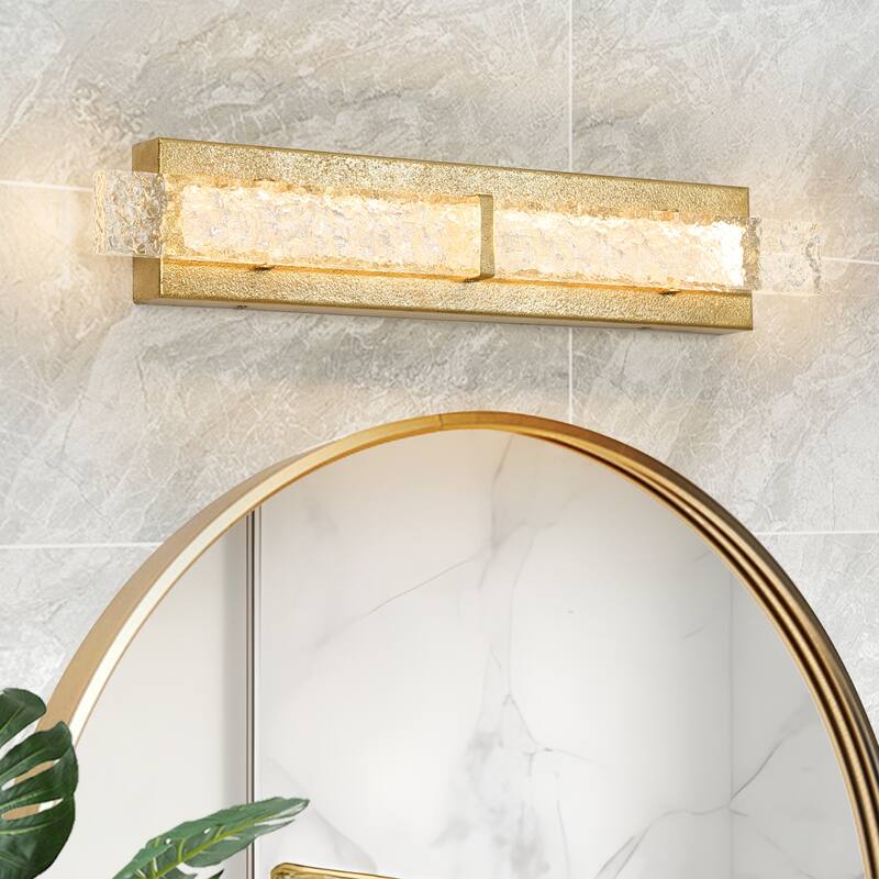 Modern Glam 1-Light LED Gold Wall Sconce Linear Vanity Lights - L24.2" x W4.3"