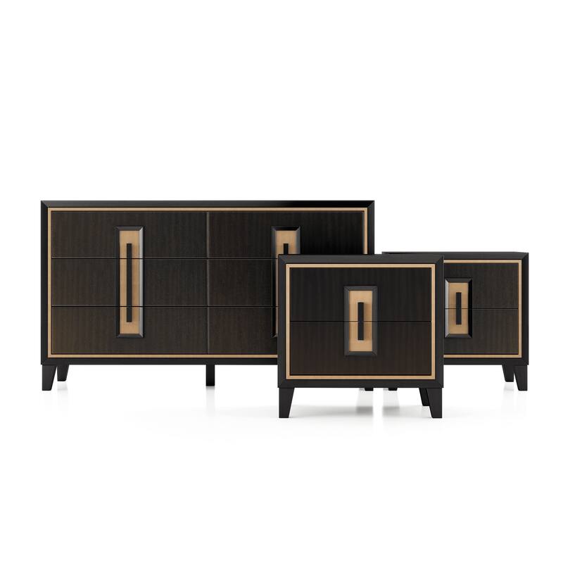 Furniture of America Nyx Modern 3-Piece Espresso Dresser and 2 Nightstand Bedroom Set