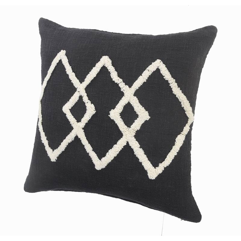 20" Black and White Diamond Square Throw Pillow