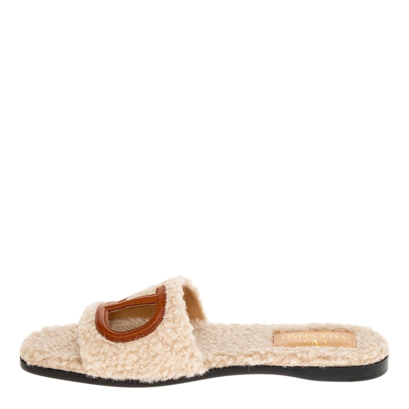 Valentino Vlogo Cutout Faux Shearling Sandals